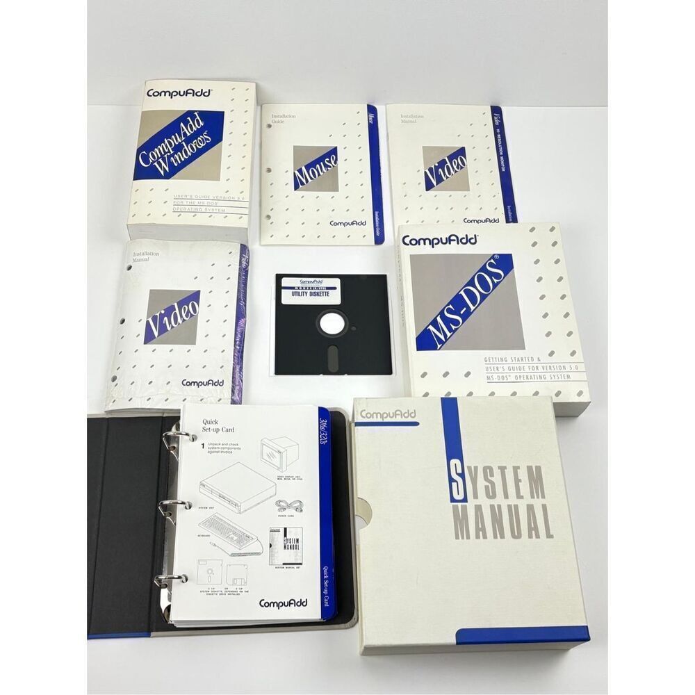 Vtg 1991 CompuAdd System Manual, Video & Mouse Manuals, MS-DOS & Windows Manuals